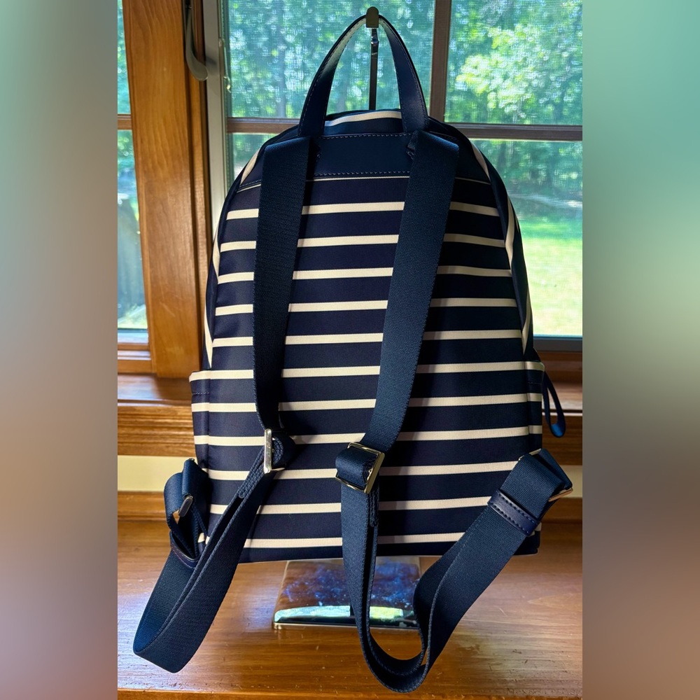 Kate Spade Striped Backpack in Navy and White - Picture 2 of 14